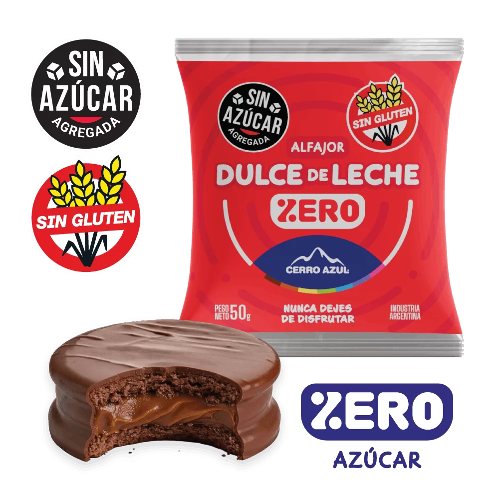 ALFAJOR CERRO AZUL SIN AZUCAR SIN GLUTEN DULCE DE LECHE