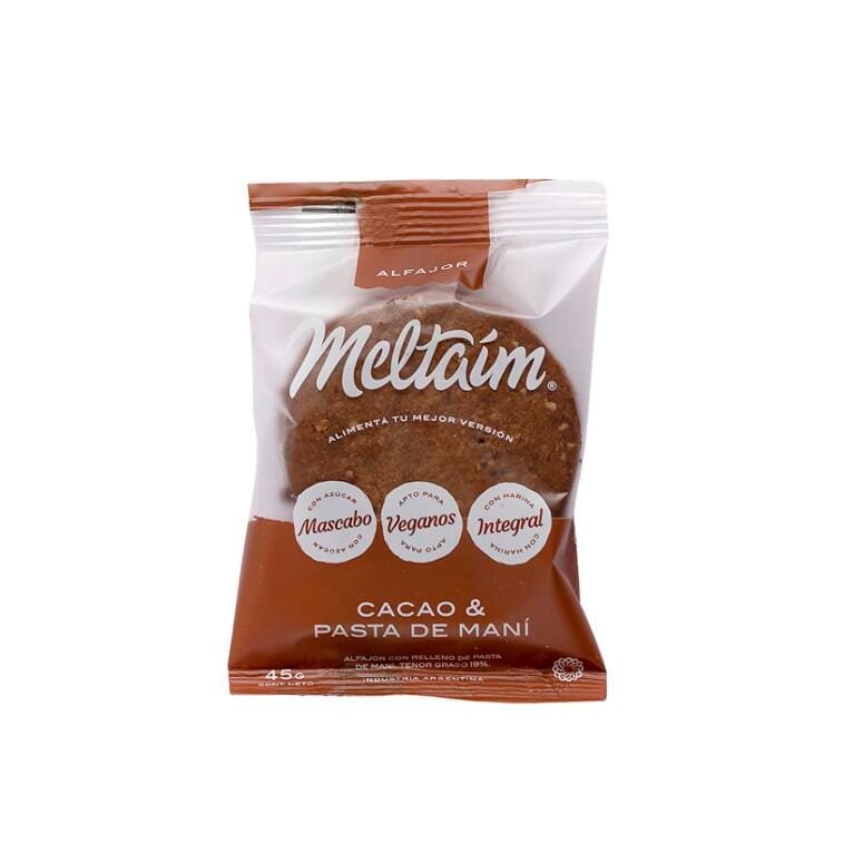 ALFAJOR MELTAIM CACAO Y PASTA DE MANI 45 G
