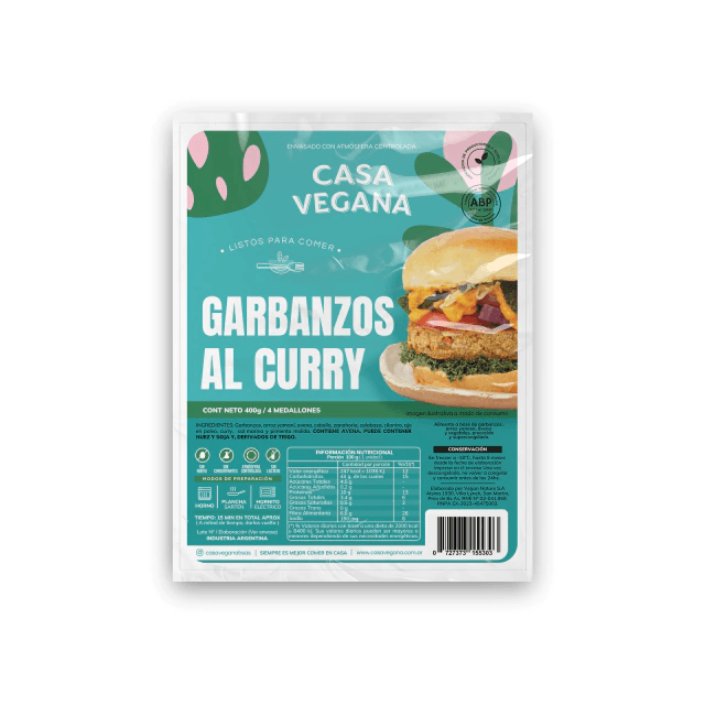 MEDALLON CASA VEGANA X 480 G GARBANZOS AL CURRY