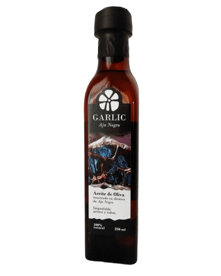 ACEITE DE OLIVA VIRGEN EXTRA GARLIC MACERADO CON AJO NEGRO VIDRIO 250 ML