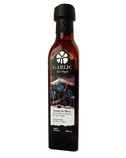 ACEITE DE OLIVA VIRGEN EXTRA GARLIC MACERADO CON AJO NEGRO VIDRIO 250 ML