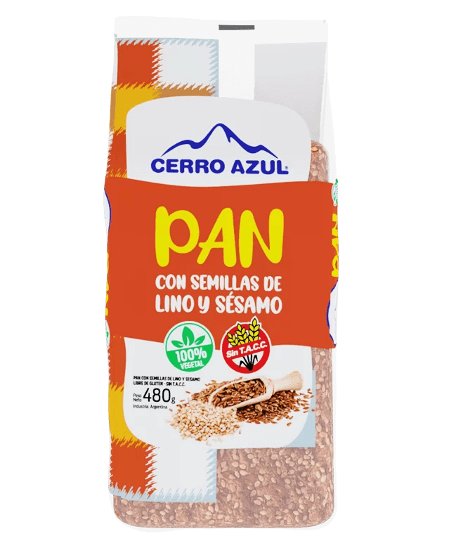 PAN DE MOLDE CERRO AZUL CON SEMILLAS DE LINO Y SESAMO 480GRS