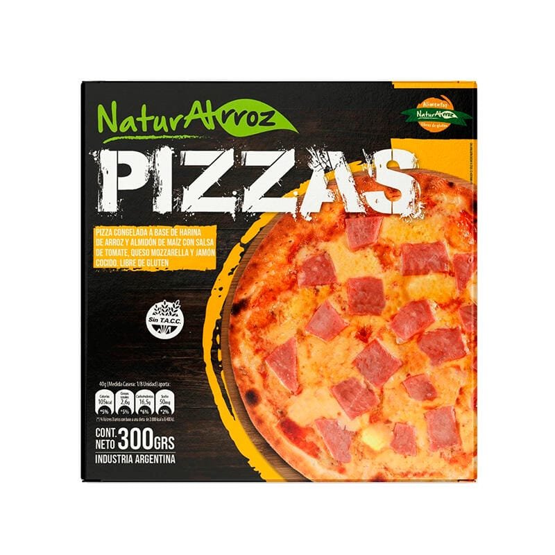 PIZZA NATURALRROZ JAMON Y QUESO SIN TACC 390GRS