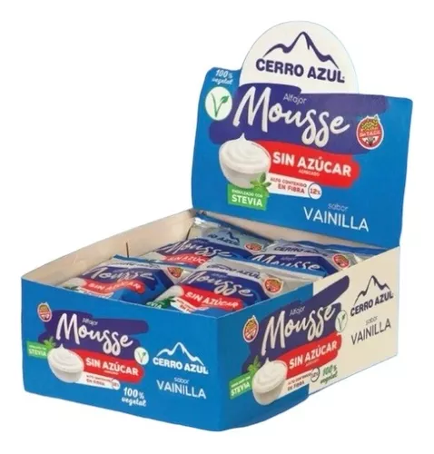 ALFAJOR CERRO AZUL SIN AZUCAR ENDULZADO CON STEVIA MOUSSE VAINILLA