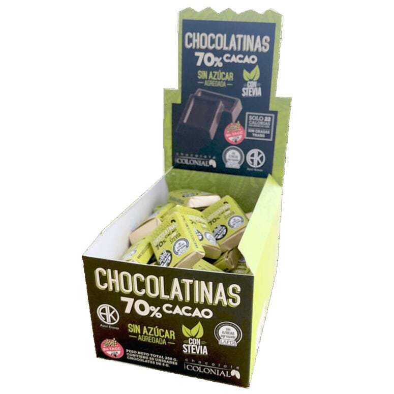 CHOCOLATINA COLONIAL 70% CACAO CON STEVIA