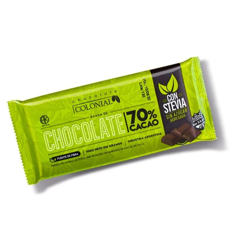 CHOCOLATE COLONIAL 70% CACAO CON STEVIA