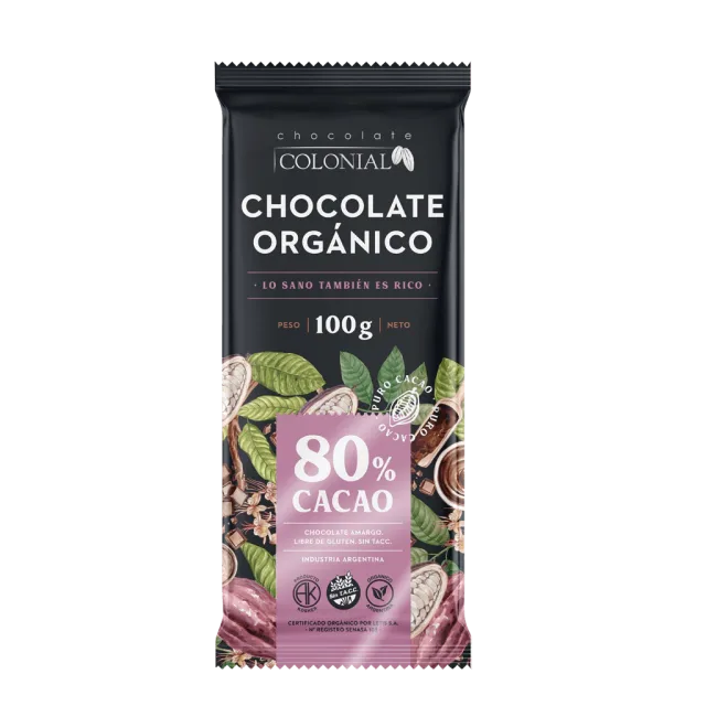 CHOCOLATE COLONIAL ORGANICO 80% CACAO