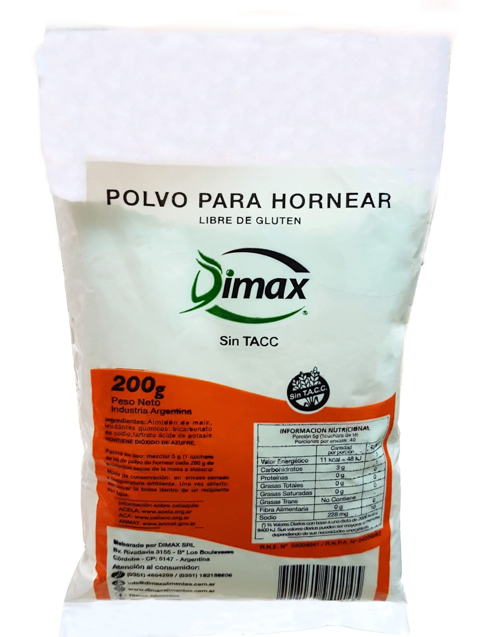 POLVO PARA HORNEAR DIMAX SIN TACC 200 G