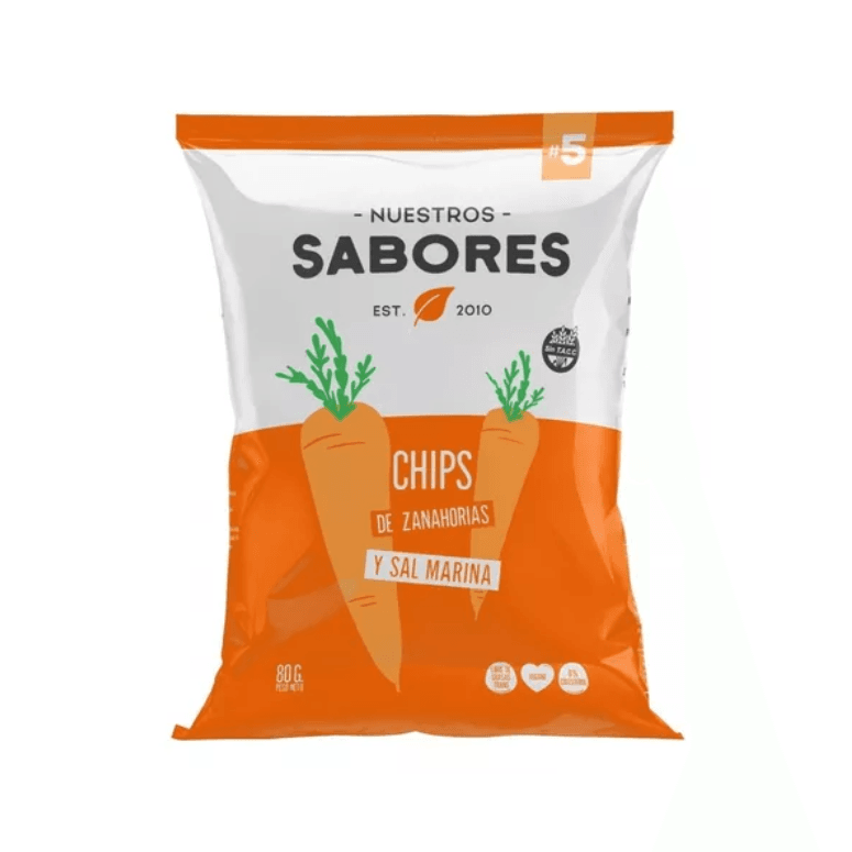 CHIPS ZANAHORIAS NUESTROS SABORES SAL MARINA SIN TACC