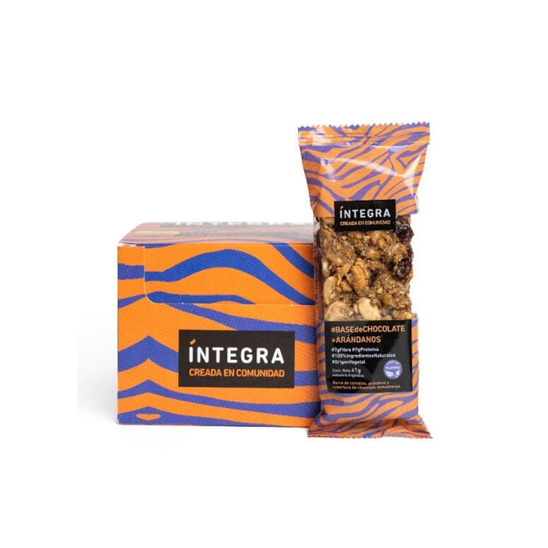 BARRITA INTEGRA CON BASE DE CHOCOLATE MANI ARANDANOS