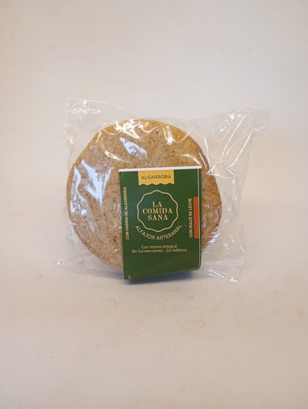 ALFAJOR LA COMIDA SANA DE ALGARROBA CON DULCE DE LECHE
