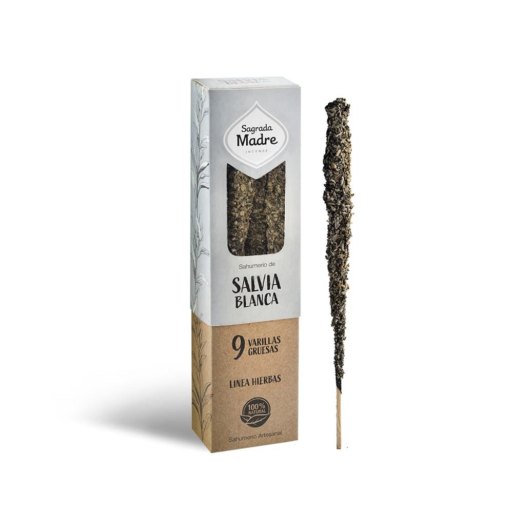 SAHUMERIO SAGRADA MADRE 9 VARILLAS GRUESAS DE SALVIA BLANCA