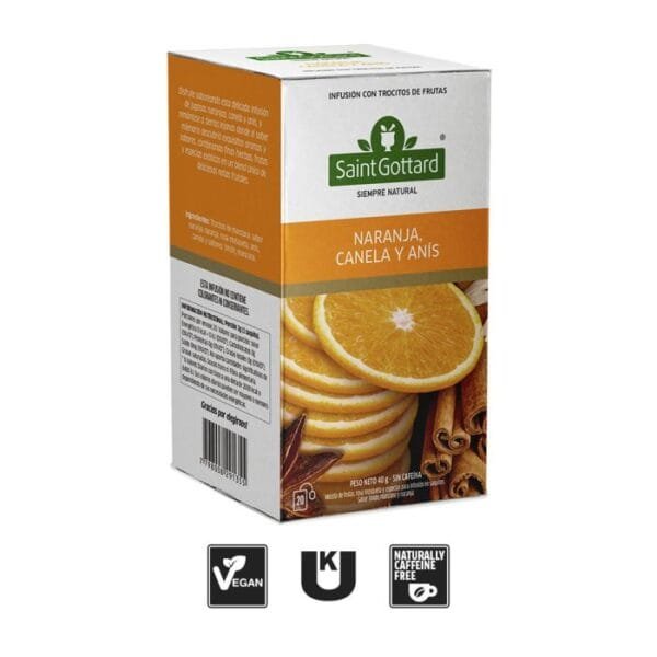 TE EN SAQUITOS SAINT GOTTARD INFUSIONES FRUTALES NARANJA, CANELA Y ANIS