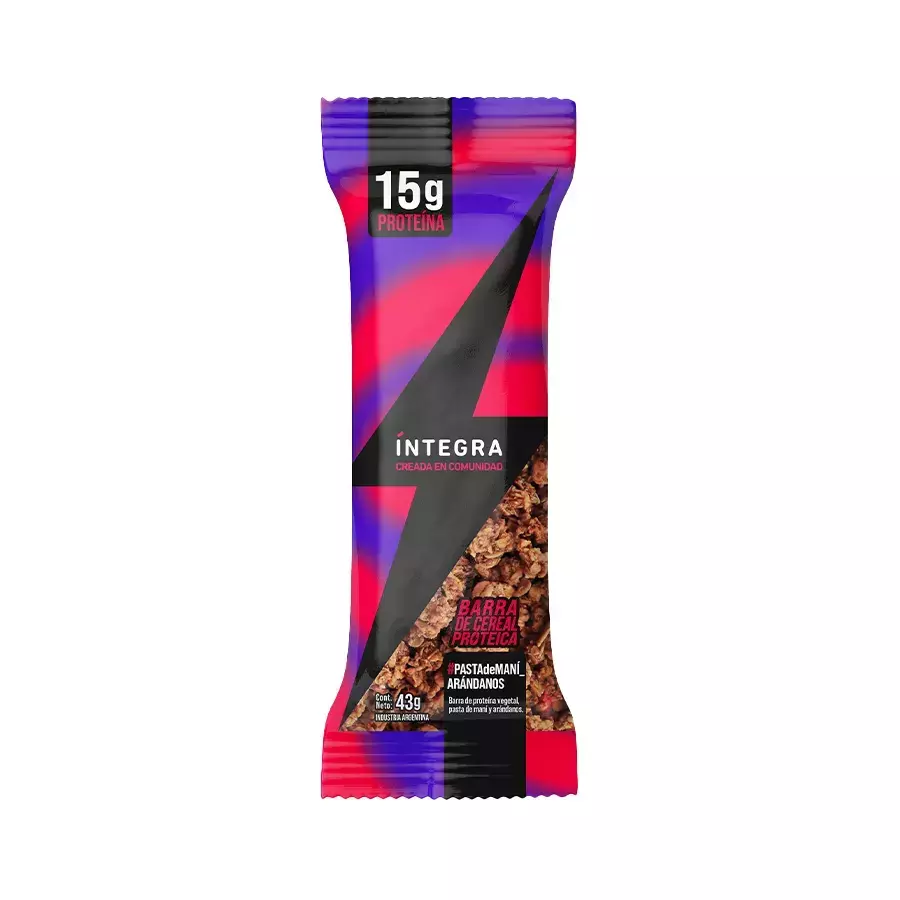 BARRITA PROTEICA PASTA DE MANI Y ARANDANOS INTEGRA 43G