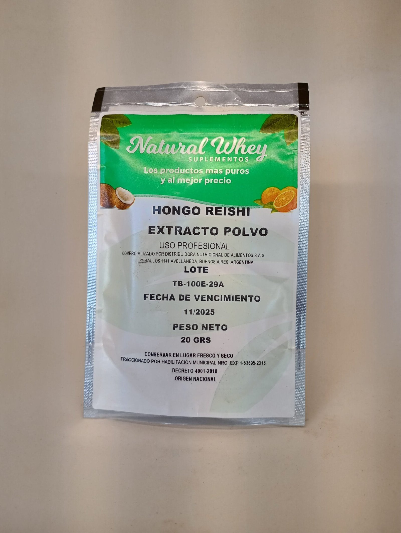 HONGO REISHI EXTRACTO POLVO NATURAL WHEY X 20 G