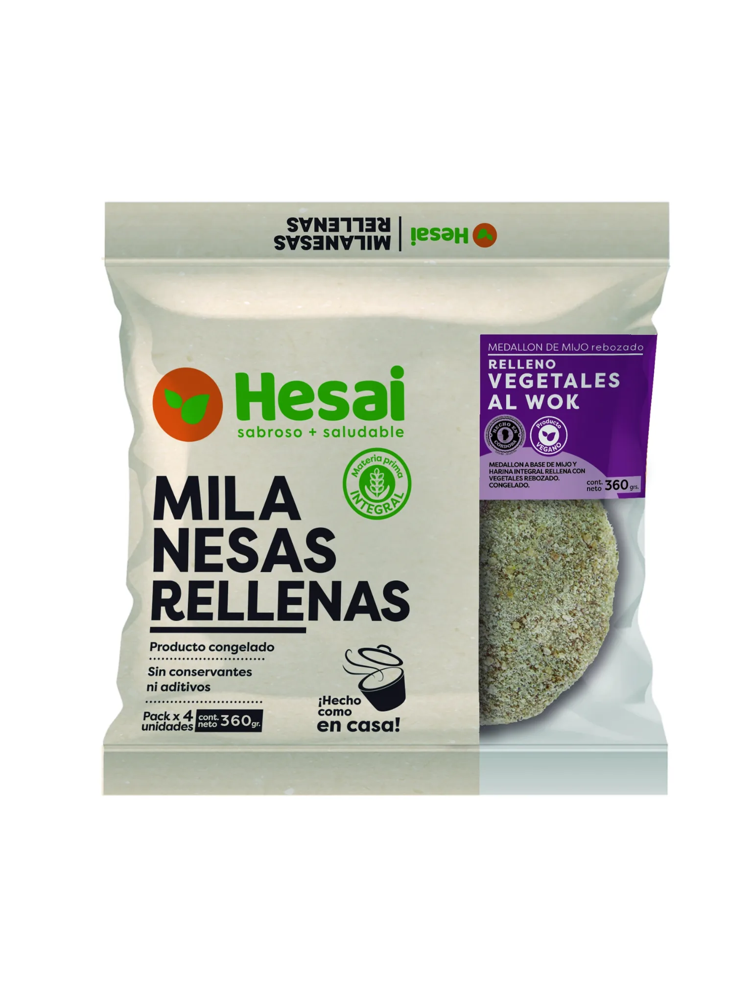 MILANESA HESAI RELLENAS VEGETALE SALTEADOS