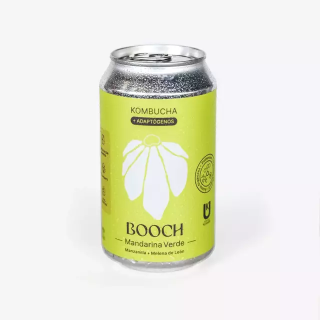 KOMBUCHA + ADAPTOGENOS BOOCH 354 CC MANDARINA VERDE - MANZANILLA - MELENA DE LEON