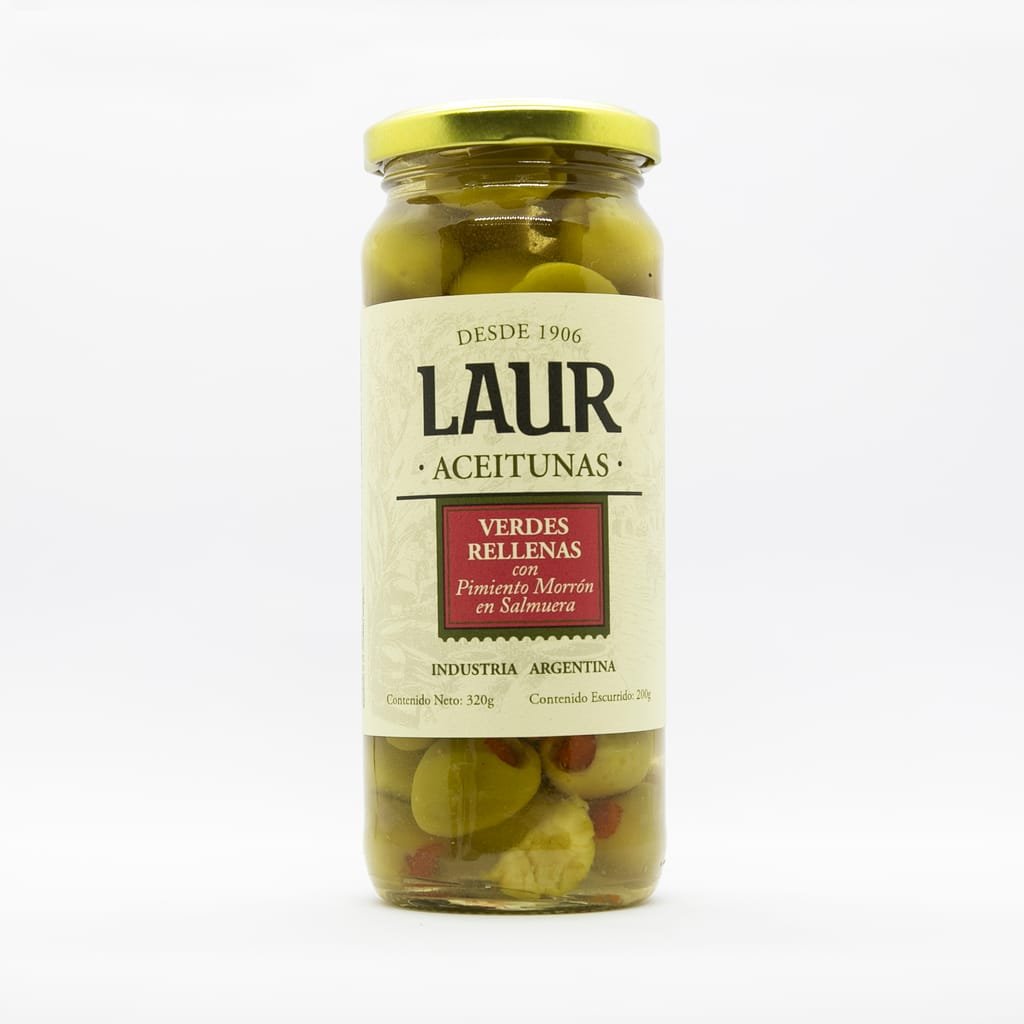 ACEITUNAS VERDES RELLENAS CON PIMIENTOS EN SALMUERA LAUR