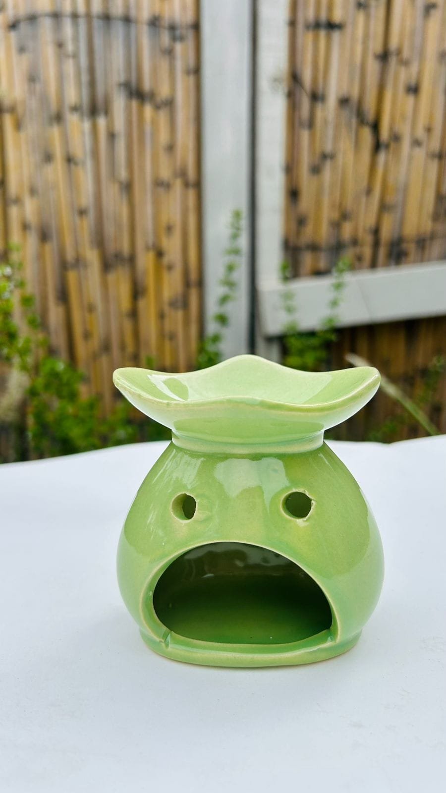 HORNITO DE CERAMICA CUATRO PUNTAS VERDE 8.5 CM ILUMINARTE