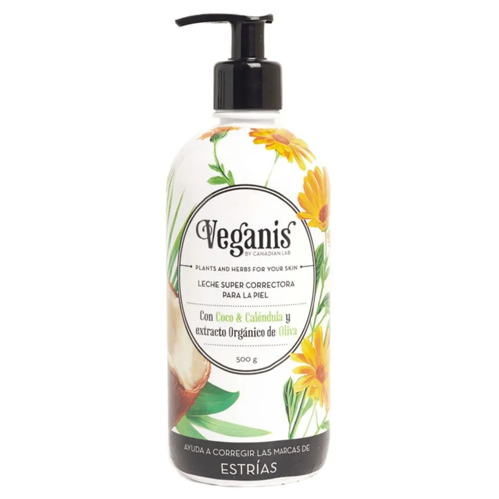 LECHE SUPER CORRECTORA VEGANIS COCO CALENDULA Y EXTRACTO ORGANICO DE OLIVA PARA ESTRIAS