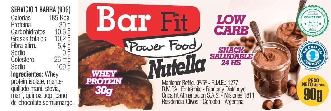 BARRITA PROTEICA ONDA FIT NUTELLA 90 G