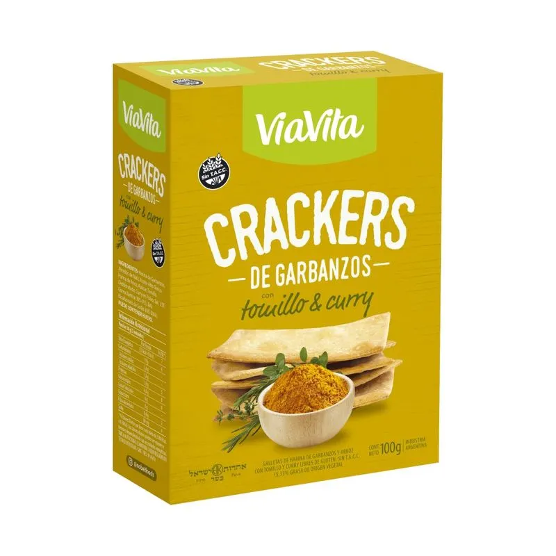 CRACKERS DE GARBANZOS TOMILLO Y CURRY VIA VITA X 100 G