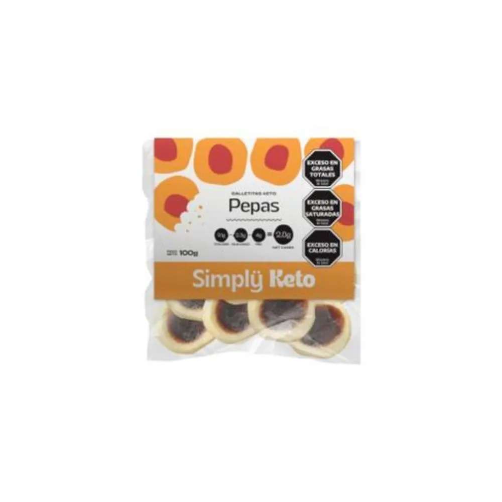 PEPAS KETO CON MERMELADA DE FRAMBUESA X 100 G SIMPLY KETO