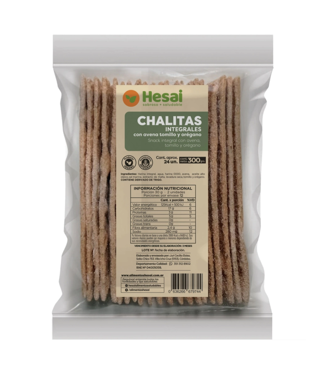 CHALITA INTEGRALES AVENA, TOMILLO, OREGANO HESAI 300GR
