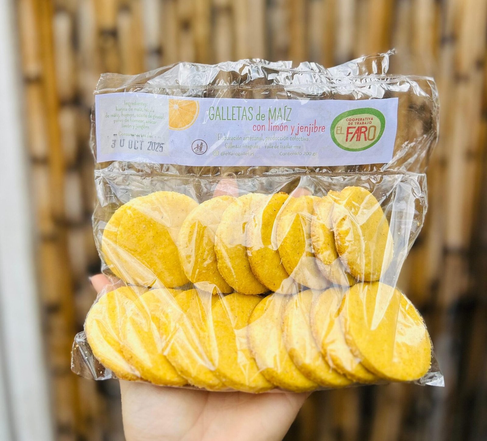 GALLETAS DE MAIZ LIMON Y JENGIBRE COOPERATIVA EL FARO