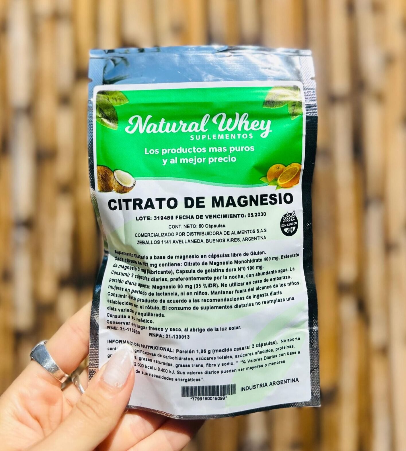 CITRATO DE MAGNESIO NATURAL WHEY X 60 CAPSULAS