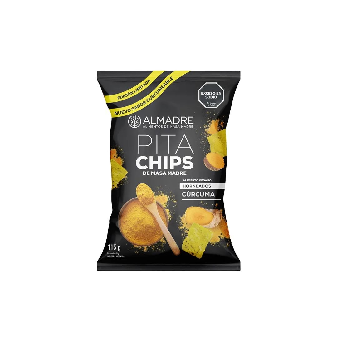 PITA CHIPS DE MASA MADRE CURCUMA ALMADRE
