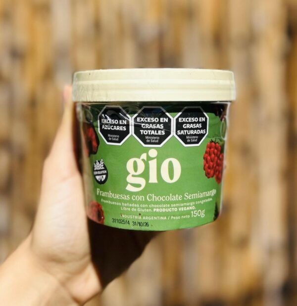FRAMBUESAS BAÑADAS EN CHOCOLATE SEMIAMARGO X 150 VEGAN GIO