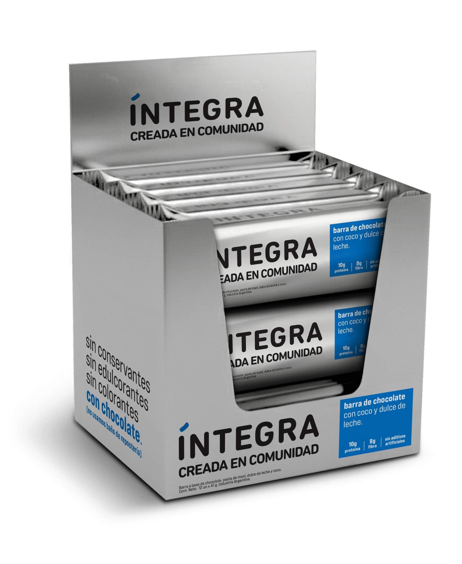 BARRA CHOCOLATE INTEGRA COCO Y DULCE DE LECHE X 41 G