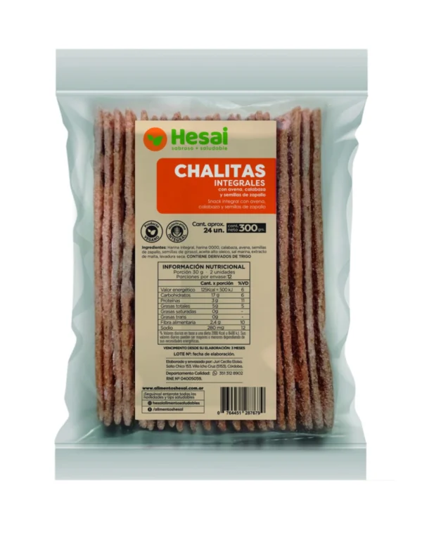 CHALITAS INTEGRALES CON AVENA CALABAZA Y SEMILLA DE ZAPALLO X 300 HESAI